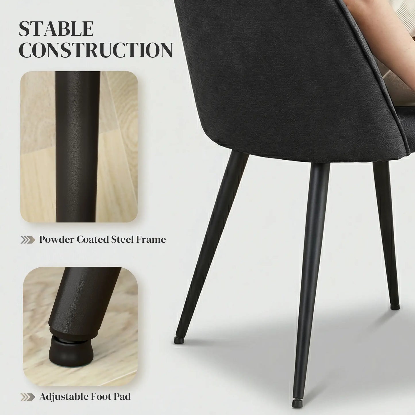 Modern Dining Chairs, Velvet Upholstered, Steel Legs, Black Dining Chairs at Gallery Canada