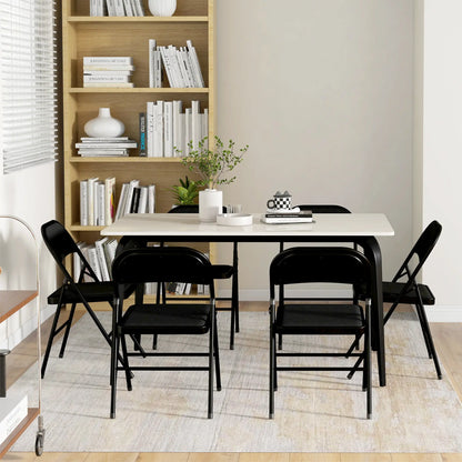 Set of 6 Metal Foldable Chairs, Linen Padded with Cushion Seat, Black Dining Chairs at Gallery Canada