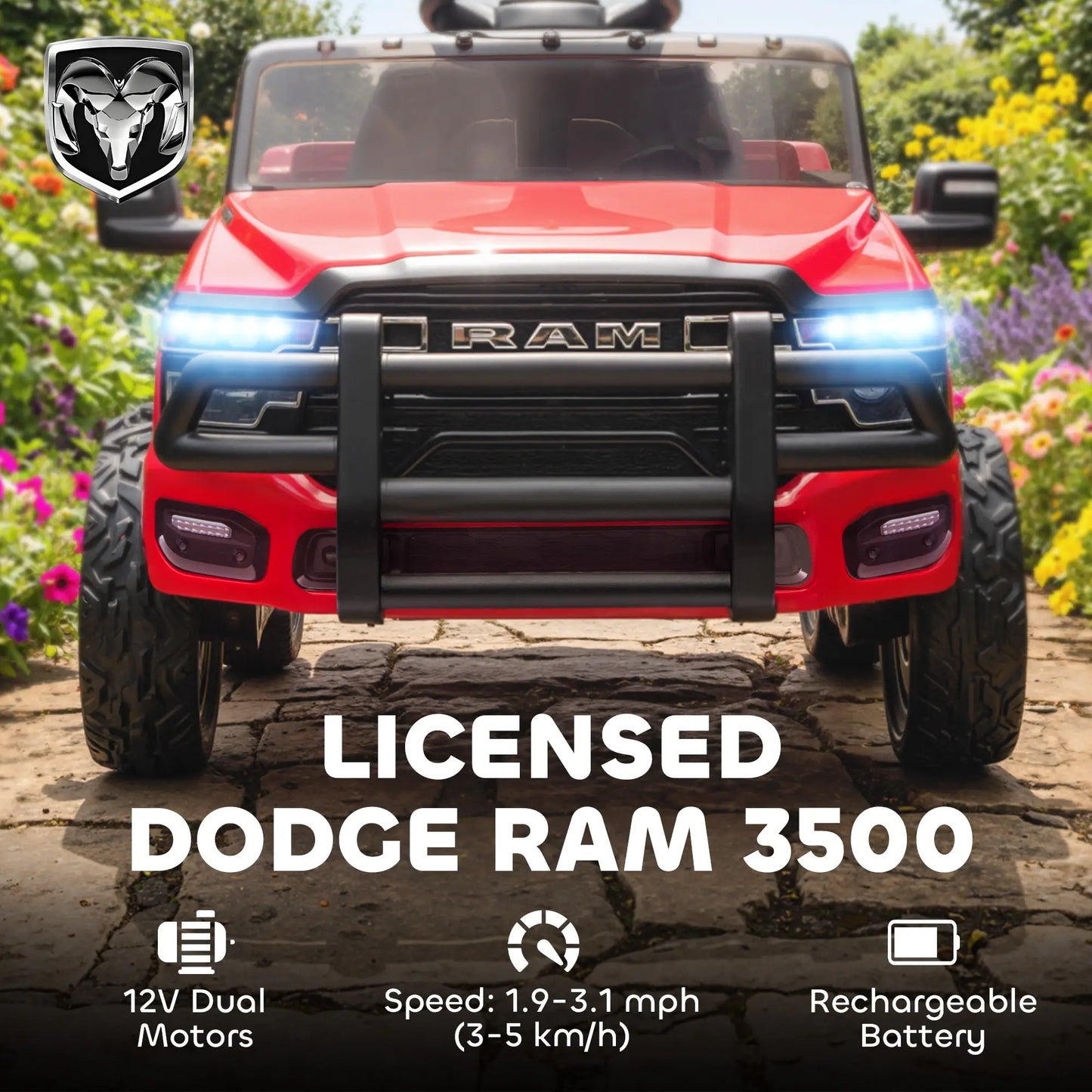 12V Ride On Car, Dodge RAM 3500, Remote Control, Suspension, Red Electric Toy Cars at Gallery Canada