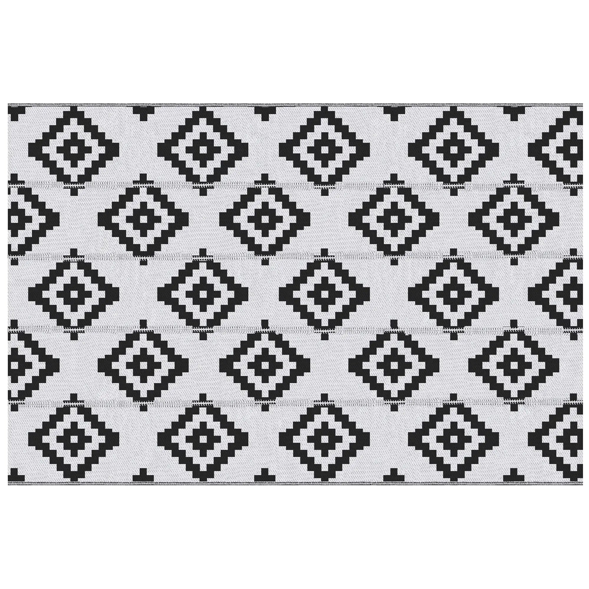 Reversible Outdoor RV Rug, 6' x 9', Patio Mat, Black & White Garden Decor at Gallery Canada