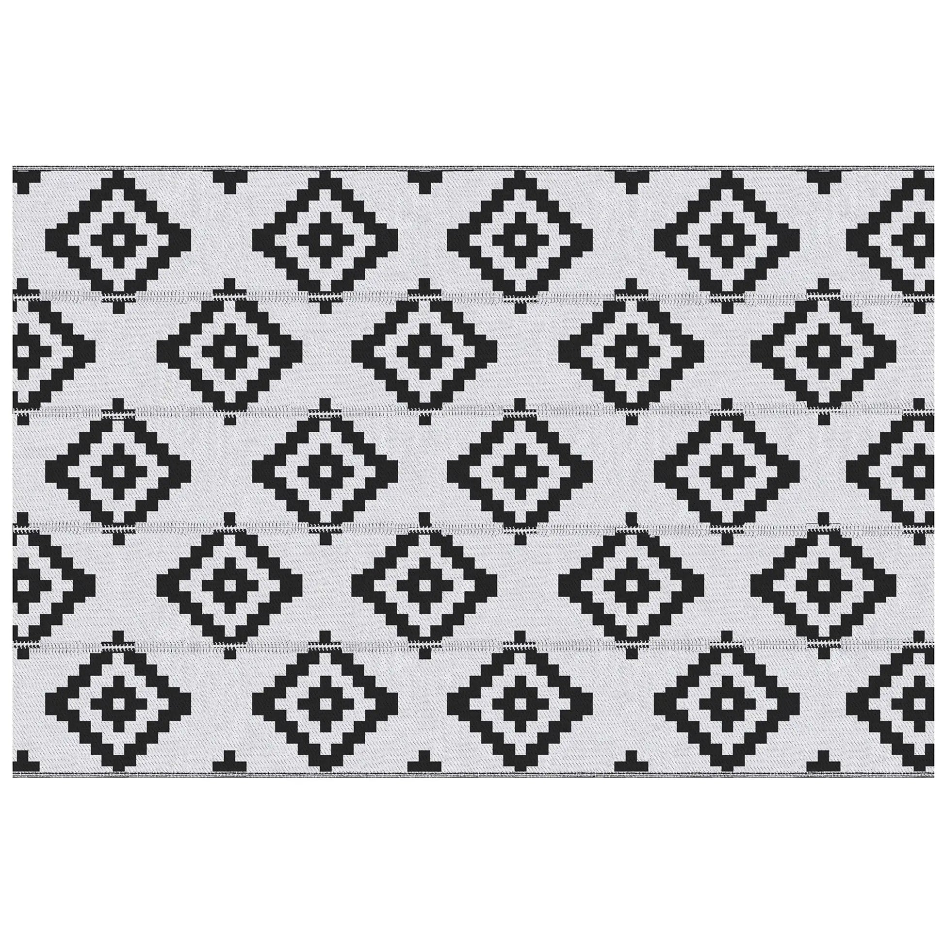 Reversible Outdoor RV Rug, 6' x 9', Patio Mat, Black & White Garden Decor at Gallery Canada