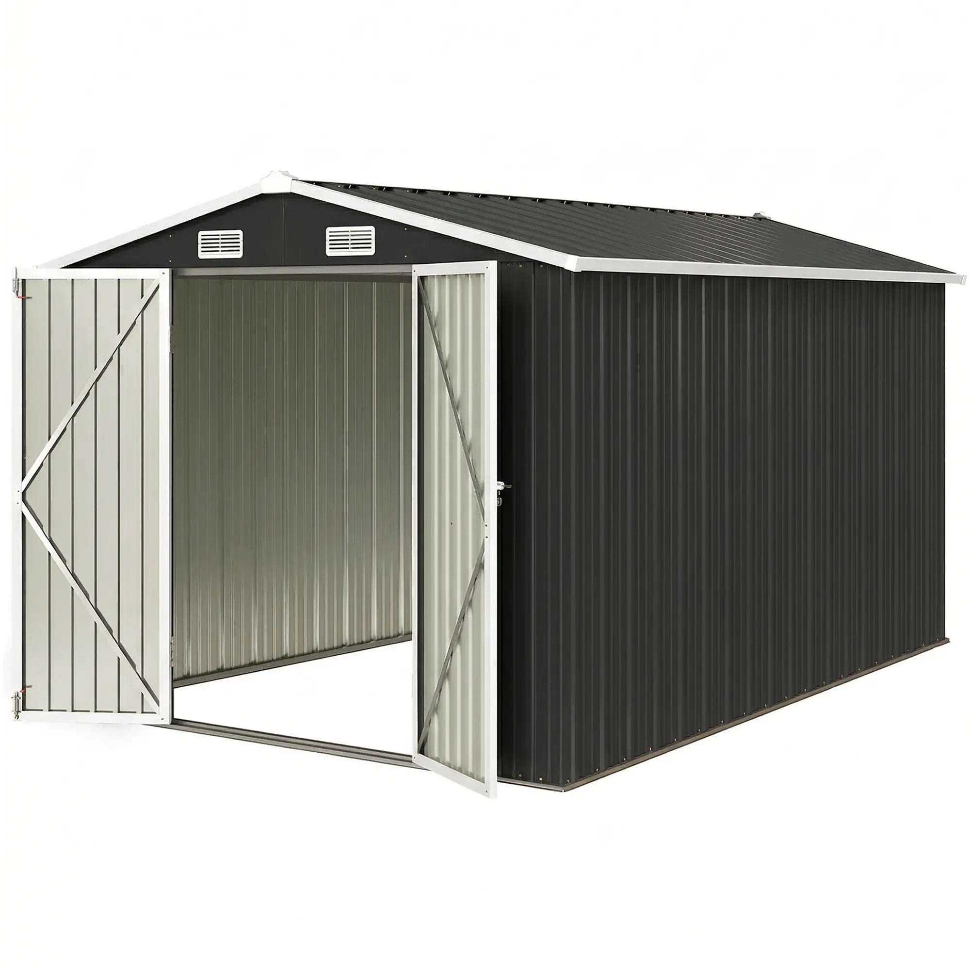 10' x 10' Metal Shed, Heavy Duty Outdoor Storage, Dark Grey Sheds Dark Grey at Gallery Canada
