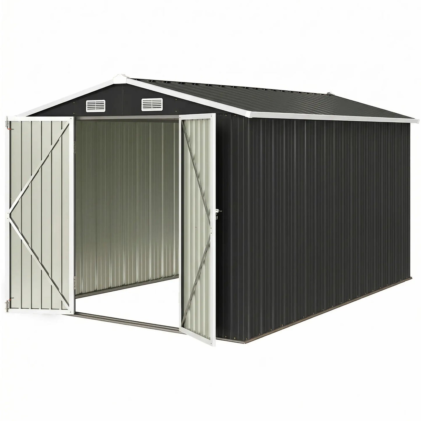 10' x 10' Metal Shed, Heavy Duty Outdoor Storage, Dark Grey Sheds Dark Grey at Gallery Canada