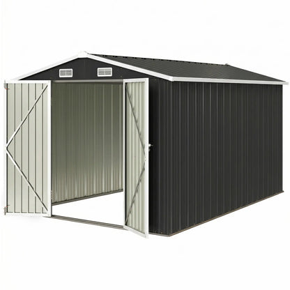 10' x 10' Metal Shed, Heavy Duty Outdoor Storage, Dark Grey Sheds Dark Grey at Gallery Canada