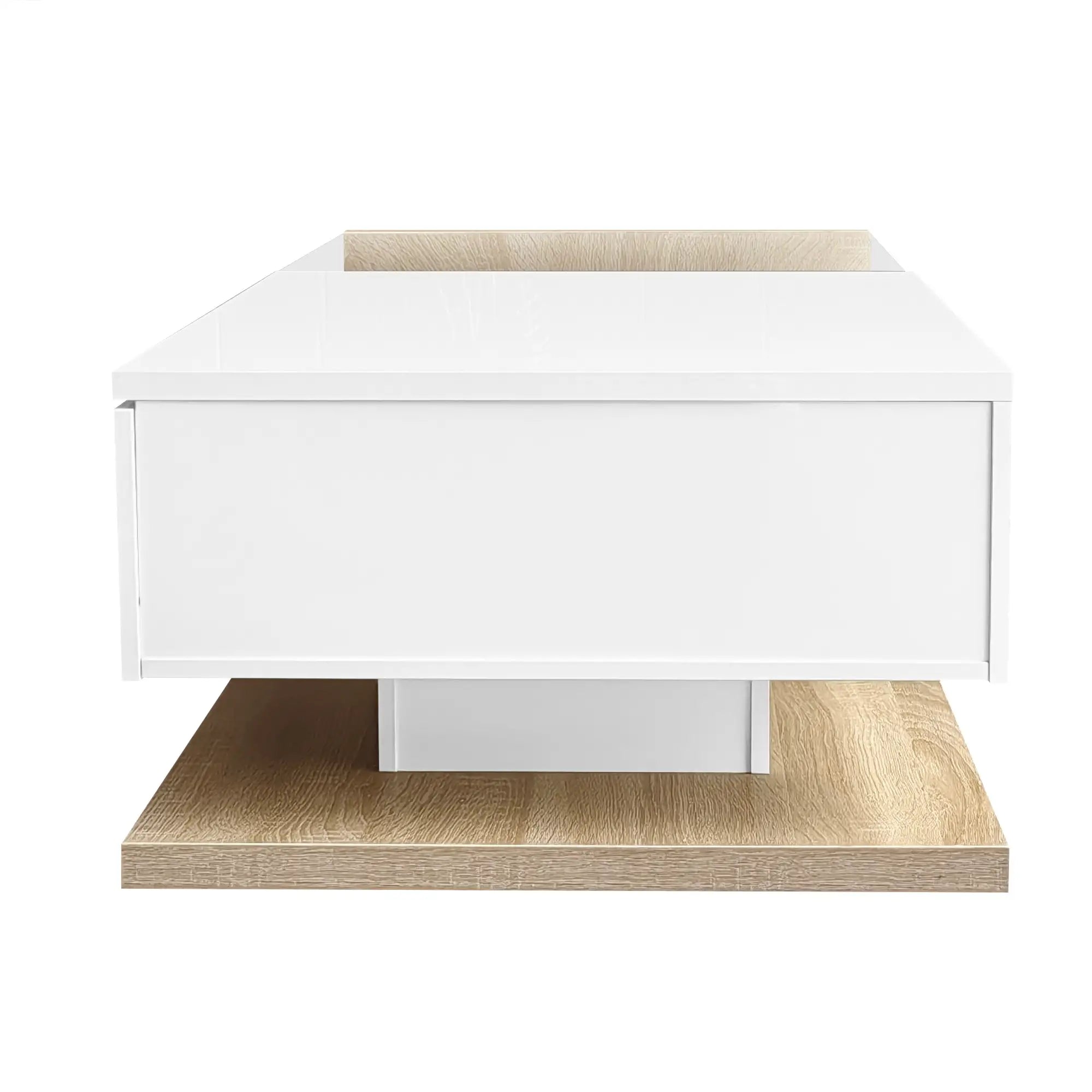 Modern Coffee Table, Glass LED Effect, Storage, 41.5