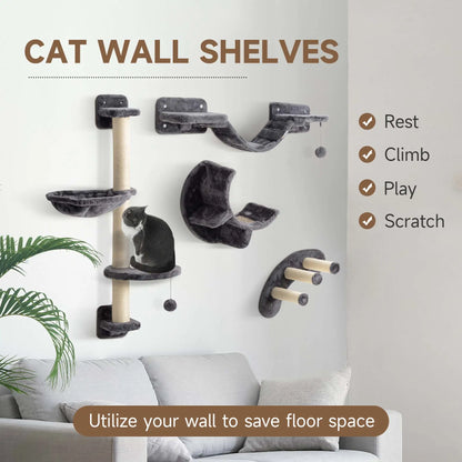 Cat Wall Shelf, Scratching Post, Play Balls, Platforms, Dark Grey Cat Climbing Wall at Gallery Canada