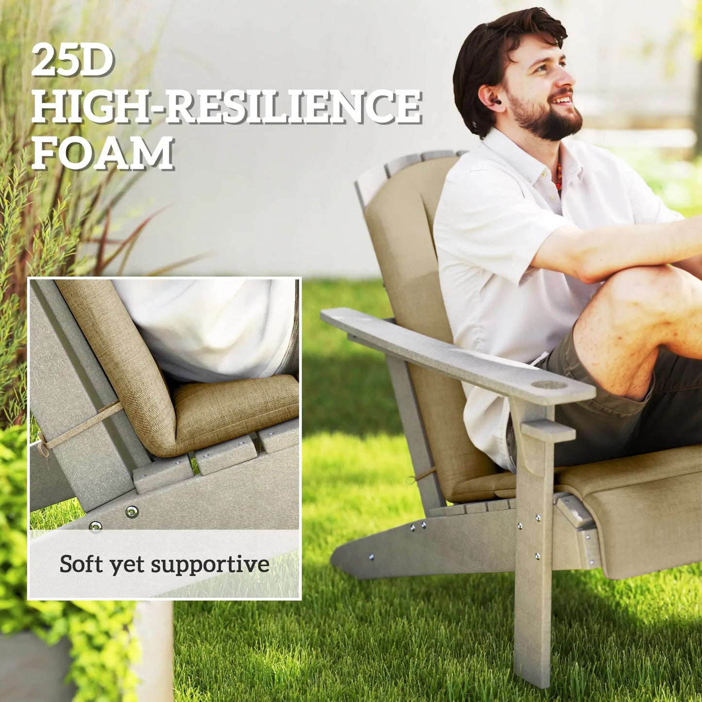 Patio Chair Cushions Set, High Back Adirondack, High-Density Foam, Beige Patio Chair Cushions at Gallery Canada