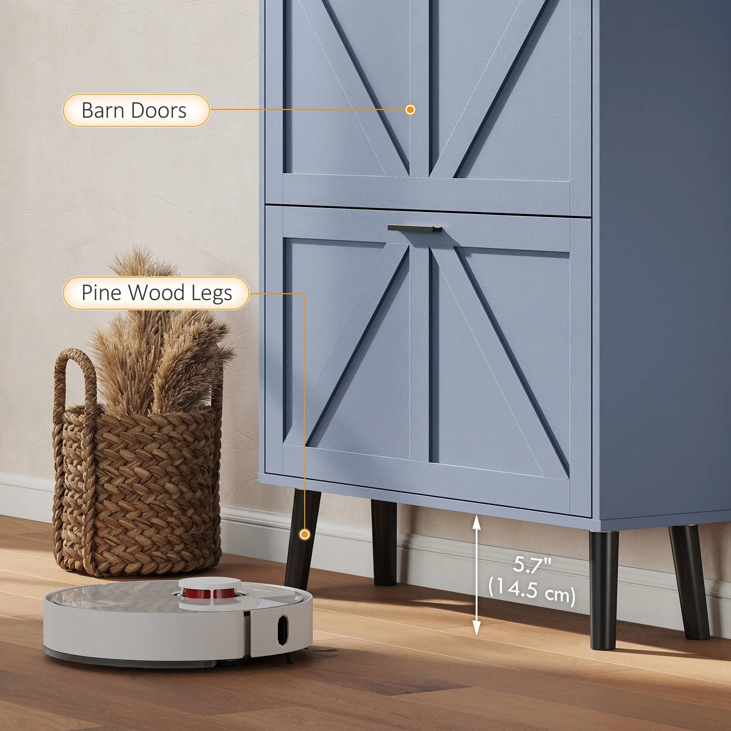 Shoe Storage Cabinet, 2 Flip Drawers, Farmhouse Narrow, Holds 16 Pairs, Blue Shoe Storage Cabinets & Racks at Gallery Canada