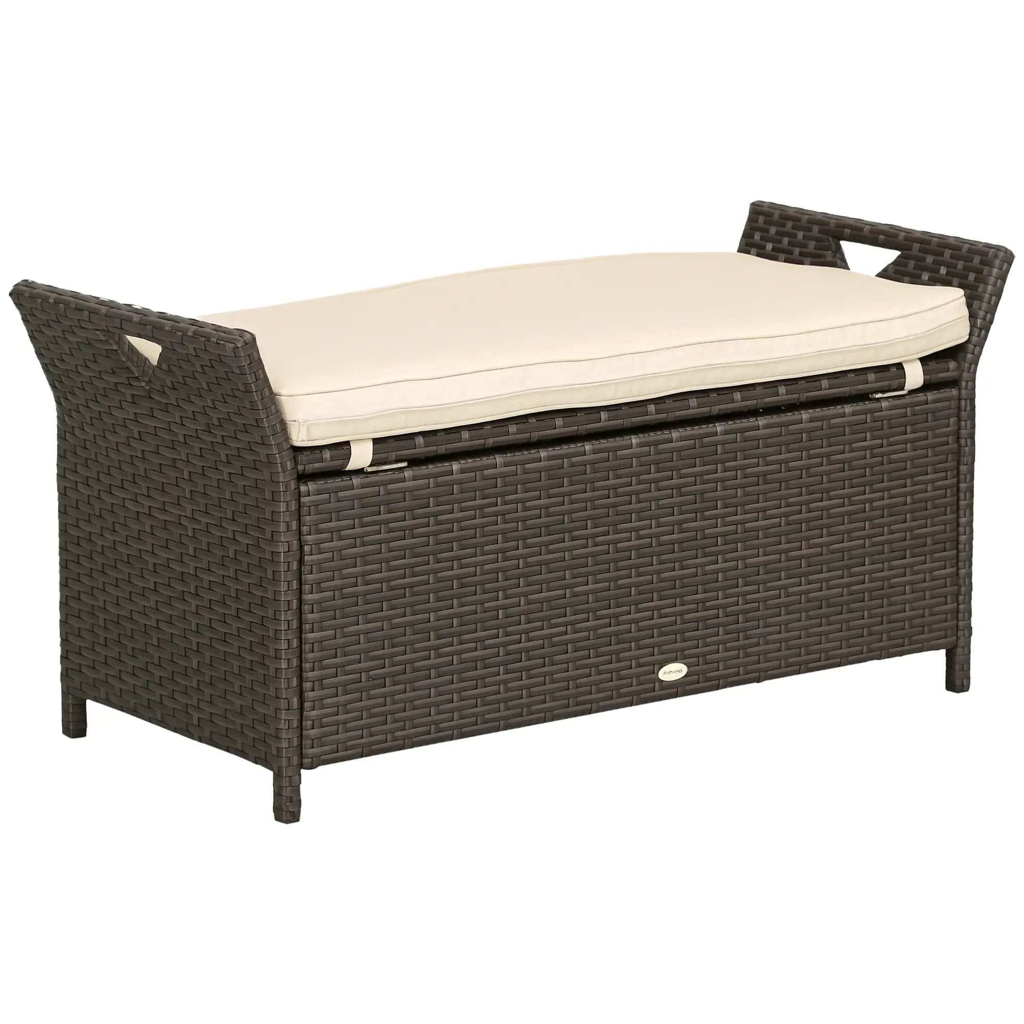 2-In-1 Outdoor PE Rattan Storage Bench, 29 Gallon, Cream Patio Storage Boxes at Gallery Canada