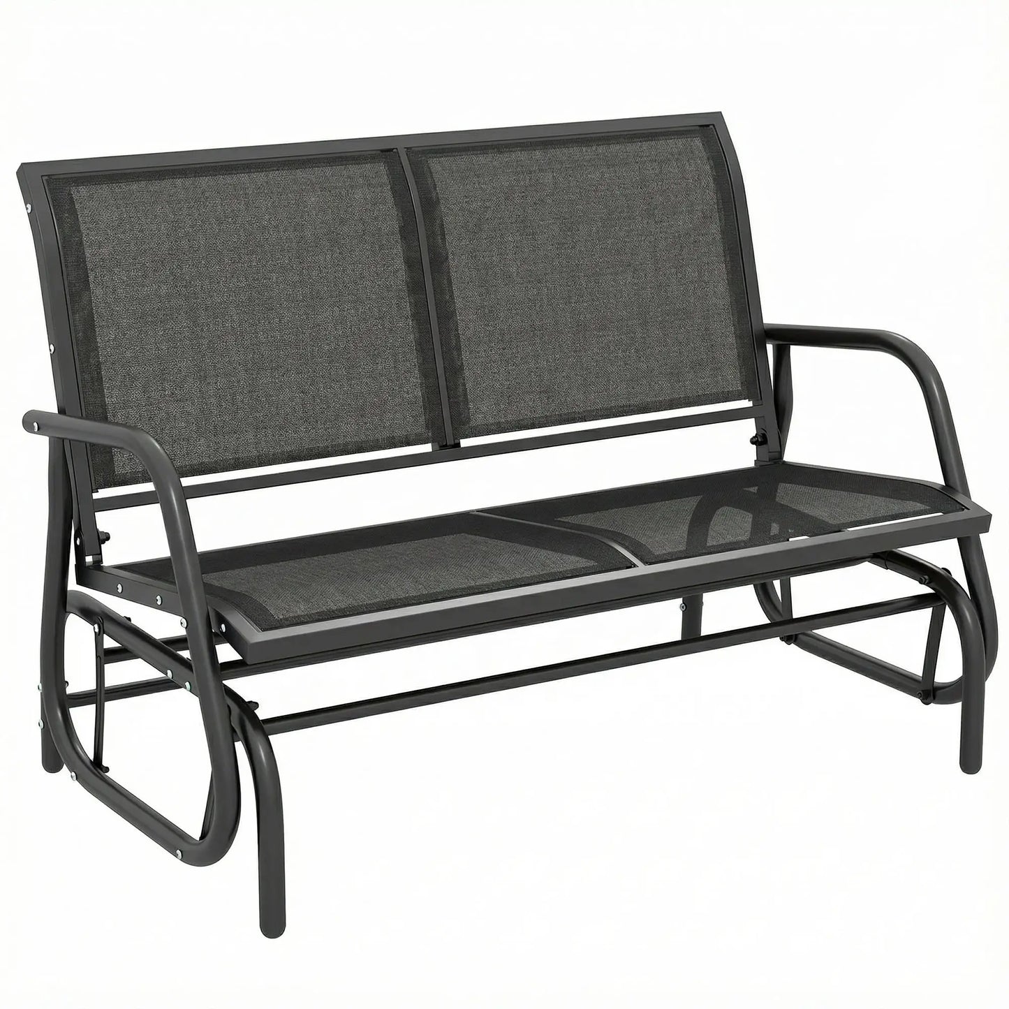Outdoor Glider Bench, 2 Seater Garden Patio Chair, Black Outdoor Gliders at Gallery Canada