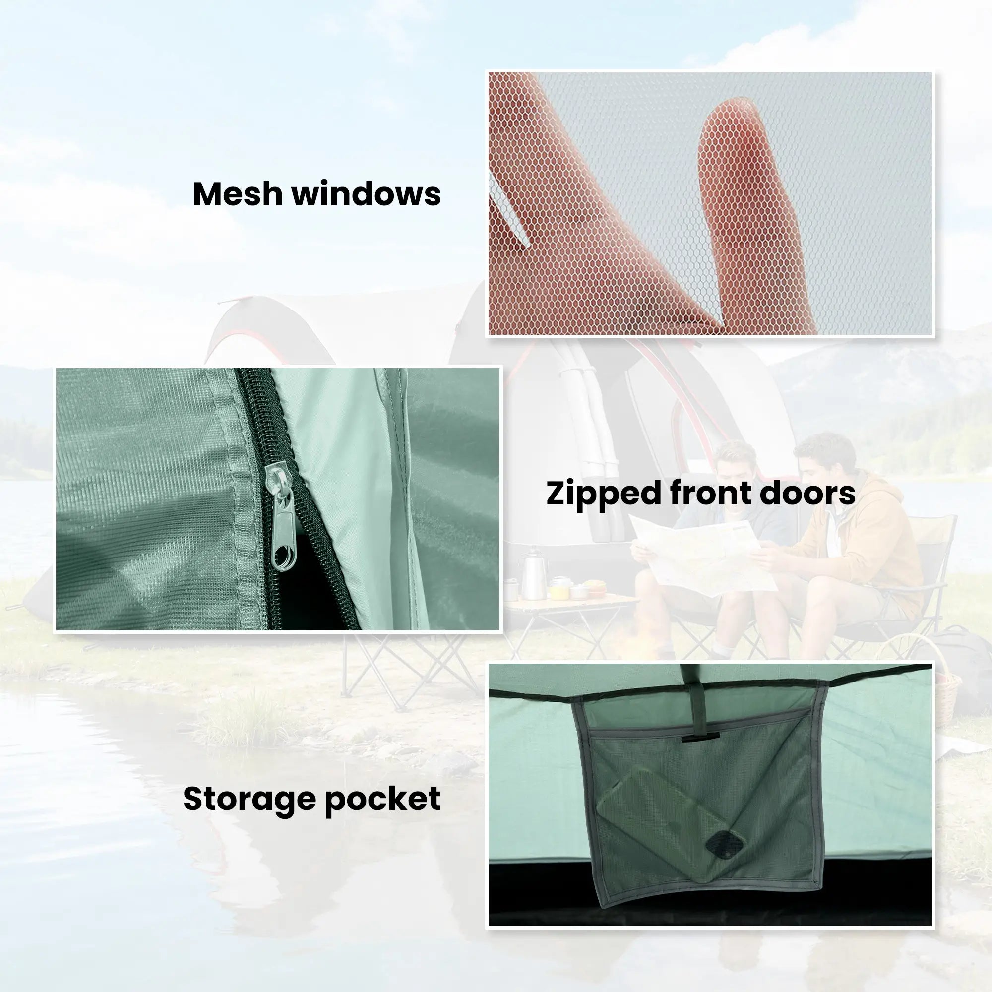 5-6 Person Family Tent, With Lighting Hook, Carrying Bag, Green Camping Tents at Gallery Canada