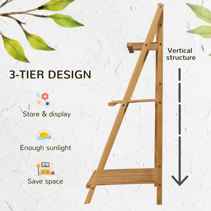 3-Tier Plant Stand, Bamboo Display Shelf, 98x37x96.5cm, Natural Plant Stands at Gallery Canada