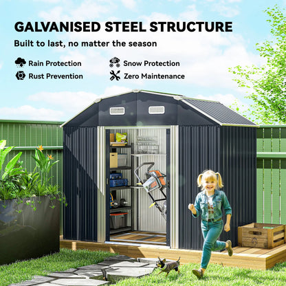 8' x 4' Galvanized Outdoor Storage Shed, Garden Shed, Adjustable Shelves Sheds at Gallery Canada
