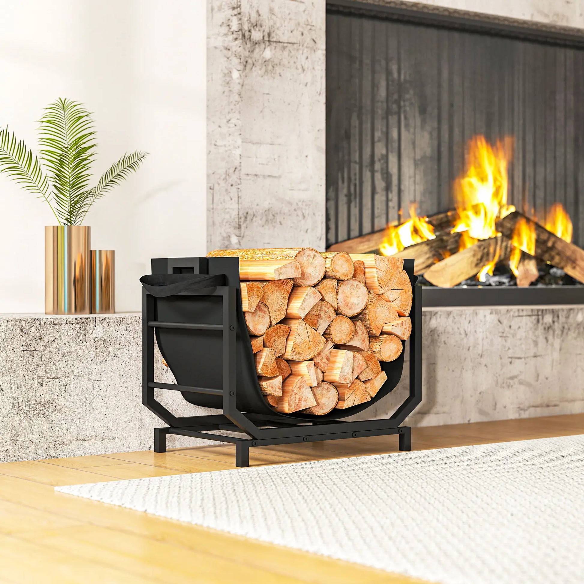 Firewood Rack Outdoor, Heavy-Duty Log Holder with Tote Bag Firewood Racks at Gallery Canada