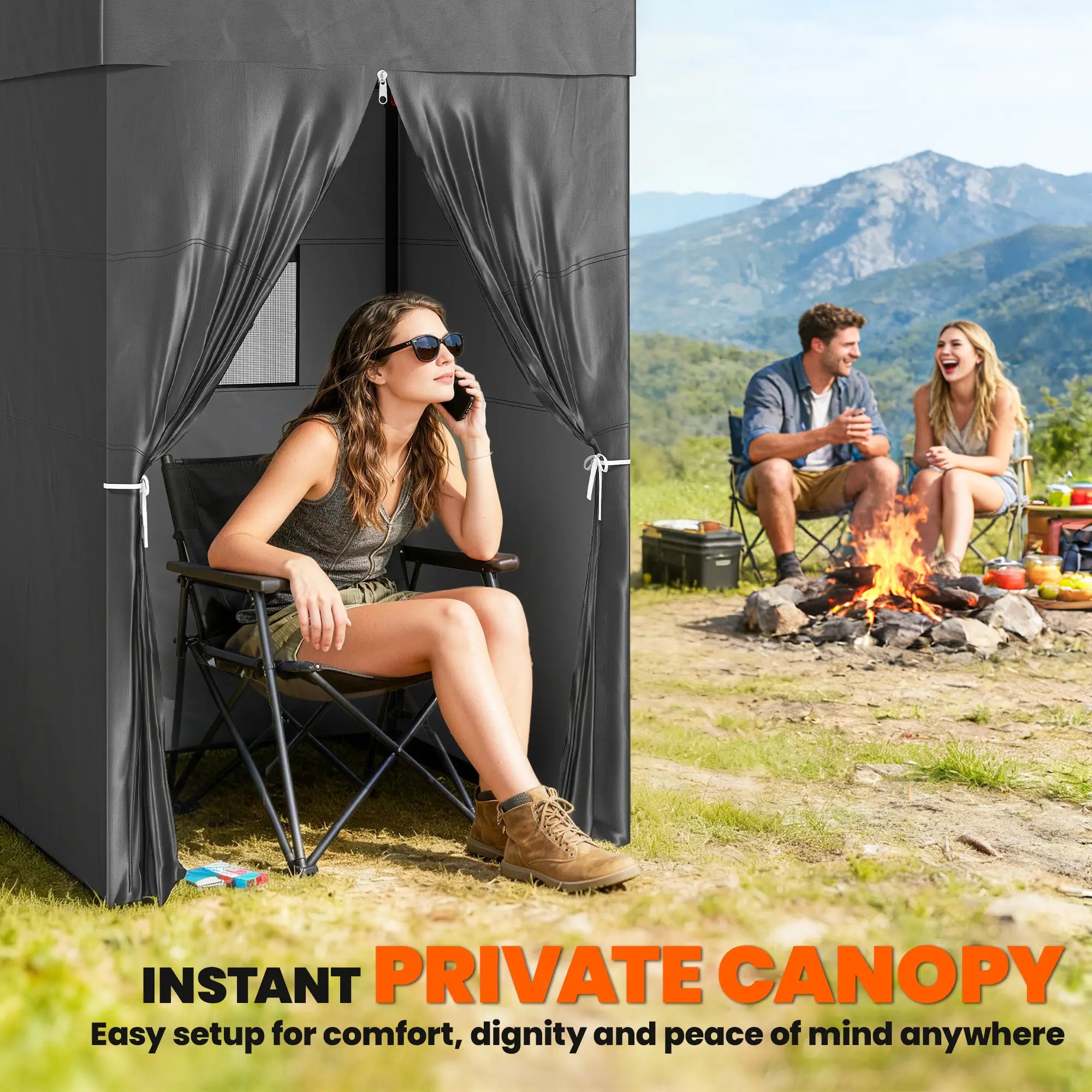 4x4 ft Pop Up Canopy Tent, UPF 50+ Changing Room, Dark Grey Pop Up Canopies at Gallery Canada