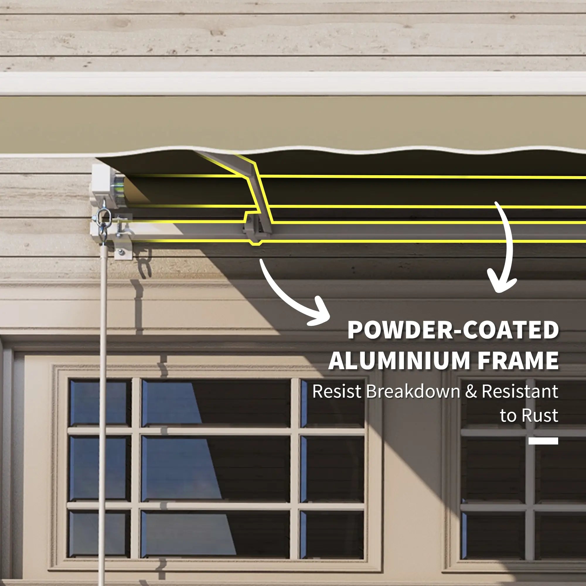 8'x7' Manual Retractable Patio Awning, Sun Shade Canopy, Khaki Deck Awnings at Gallery Canada