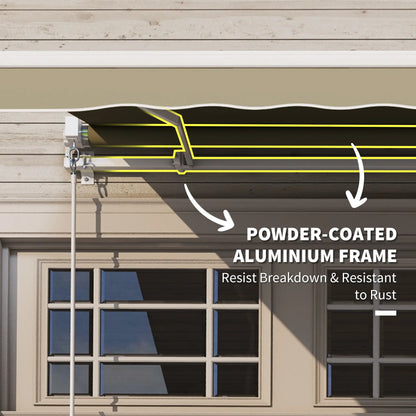 8'x7' Manual Retractable Patio Awning, Sun Shade Canopy, Khaki Deck Awnings at Gallery Canada