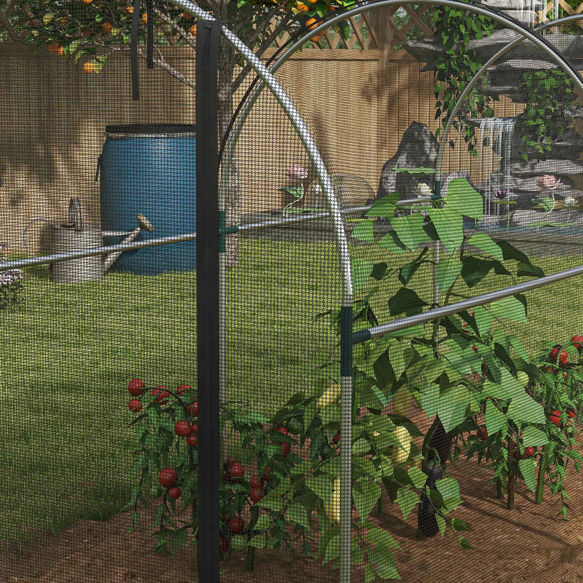 9.8' x 3.9' Crop Cage, Mesh Plant Protection Tent, Galvanised Steel Frame Greenhouses at Gallery Canada
