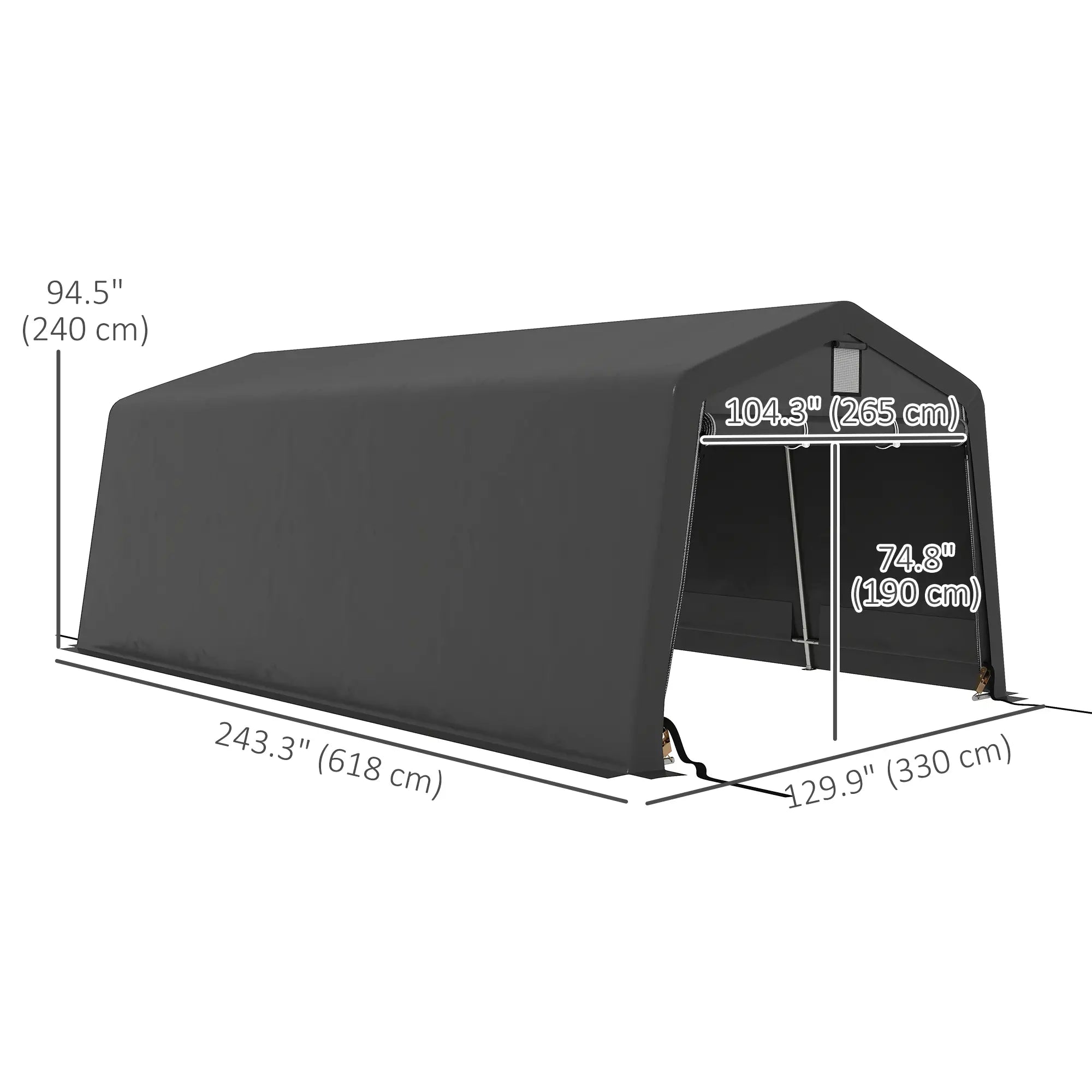 11' x 20' Portable Garage, Heavy Duty Carport Canopy, Dark Grey Car Shelters at Gallery Canada