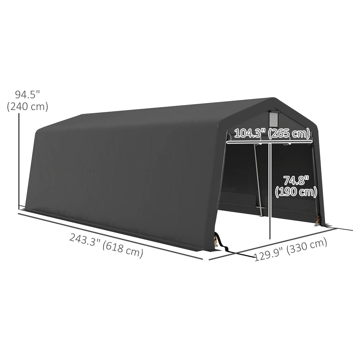11' x 20' Portable Garage, Heavy Duty Carport Canopy, Dark Grey Car Shelters at Gallery Canada