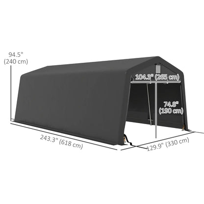 11' x 20' Portable Garage, Heavy Duty Carport Canopy, Dark Grey Car Shelters at Gallery Canada