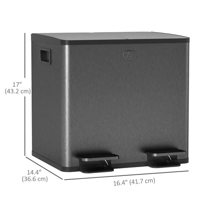 Dual Garbage Bin, Soft Close Trash Can, 2 x 15 Liter, Black Household Supplies at Gallery Canada