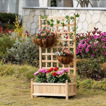 24" x 12" x 49" Raised Garden Bed, Trellis Board Back, Strong Wooden Design Elevated Garden Beds at Gallery Canada