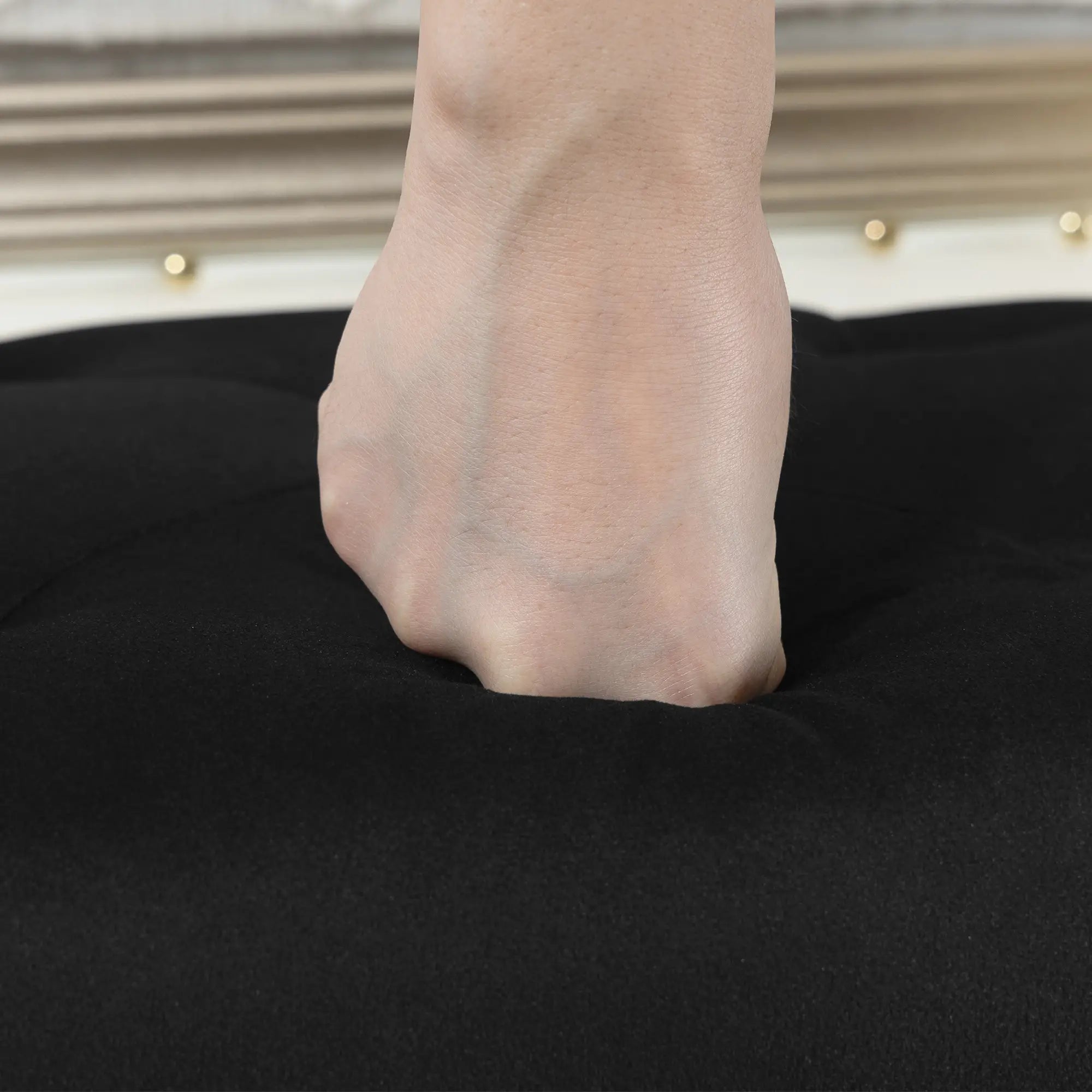 Velvet Storage Ottoman with Lid, Wood Legs, Black Storage Ottomans & Benches at Gallery Canada