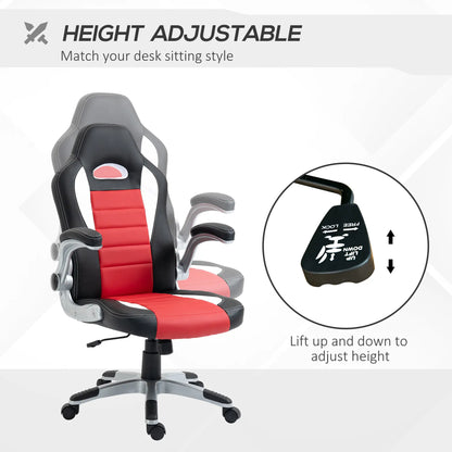 Racing Gaming Chair, PU Leather, Adjustable Height, Flip Up Armrest, Red Video Game Chairs at Gallery Canada