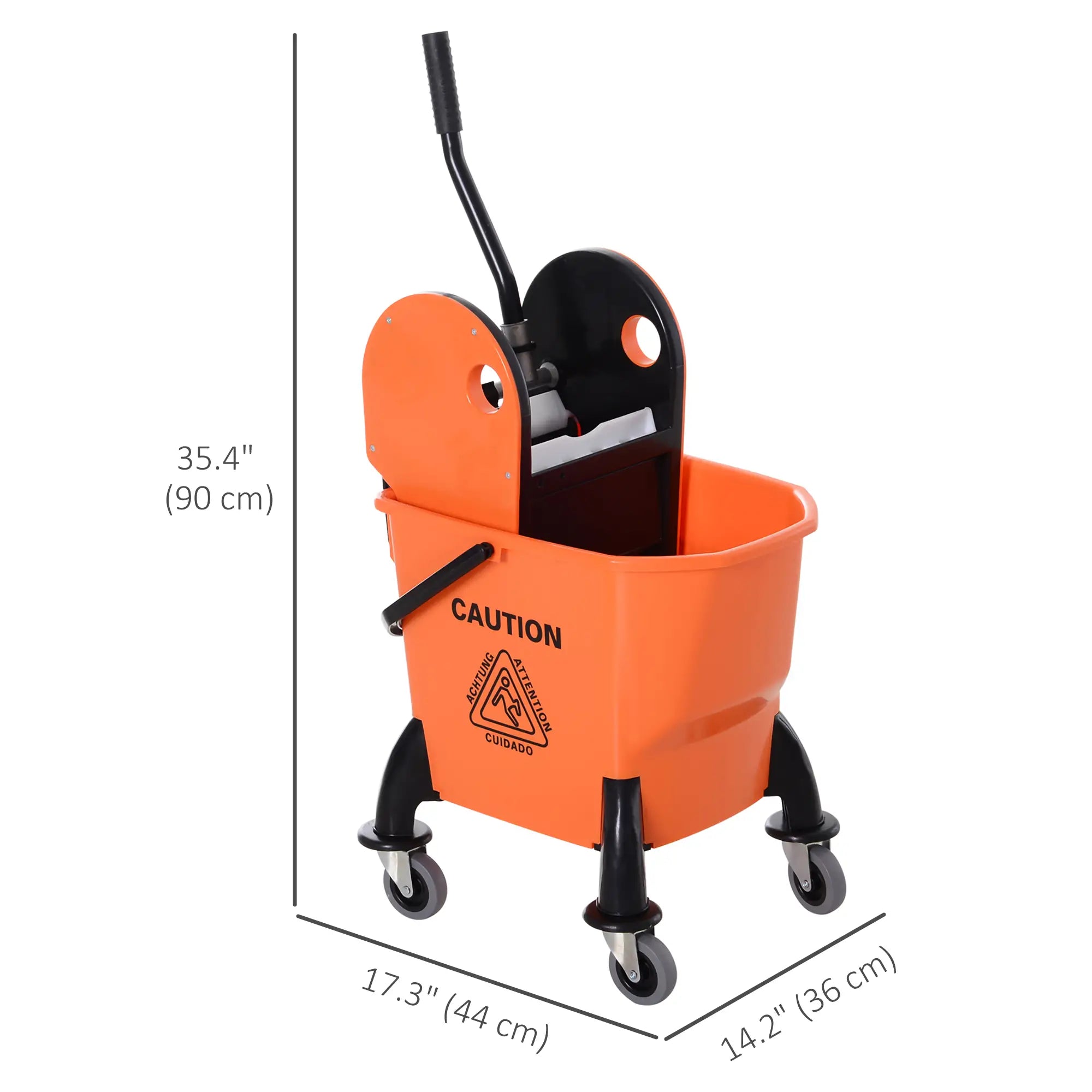 6.9 Gal/26L Mop Bucket With Wringer, Wheels, Handle, Orange Household Supplies at Gallery Canada