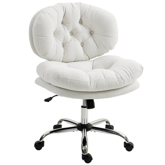 Armless Office Chair, Wide Padded Seat, Adjustable Height, Cream White Task Chairs Cream at Gallery Canada