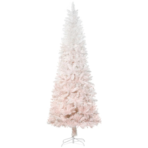 7ft Pencil Artificial Christmas Tree, Pine Realistic Branches, Auto Open, Pink White
