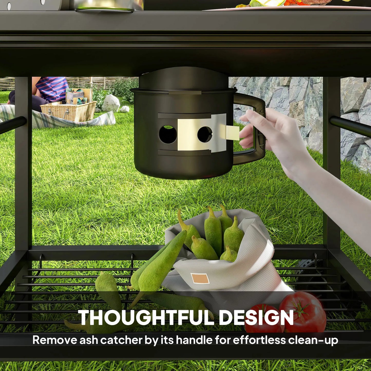 29 Inch Charcoal BBQ Grill With Foldable Table, Black Charcoal BBQ Grils at Gallery Canada