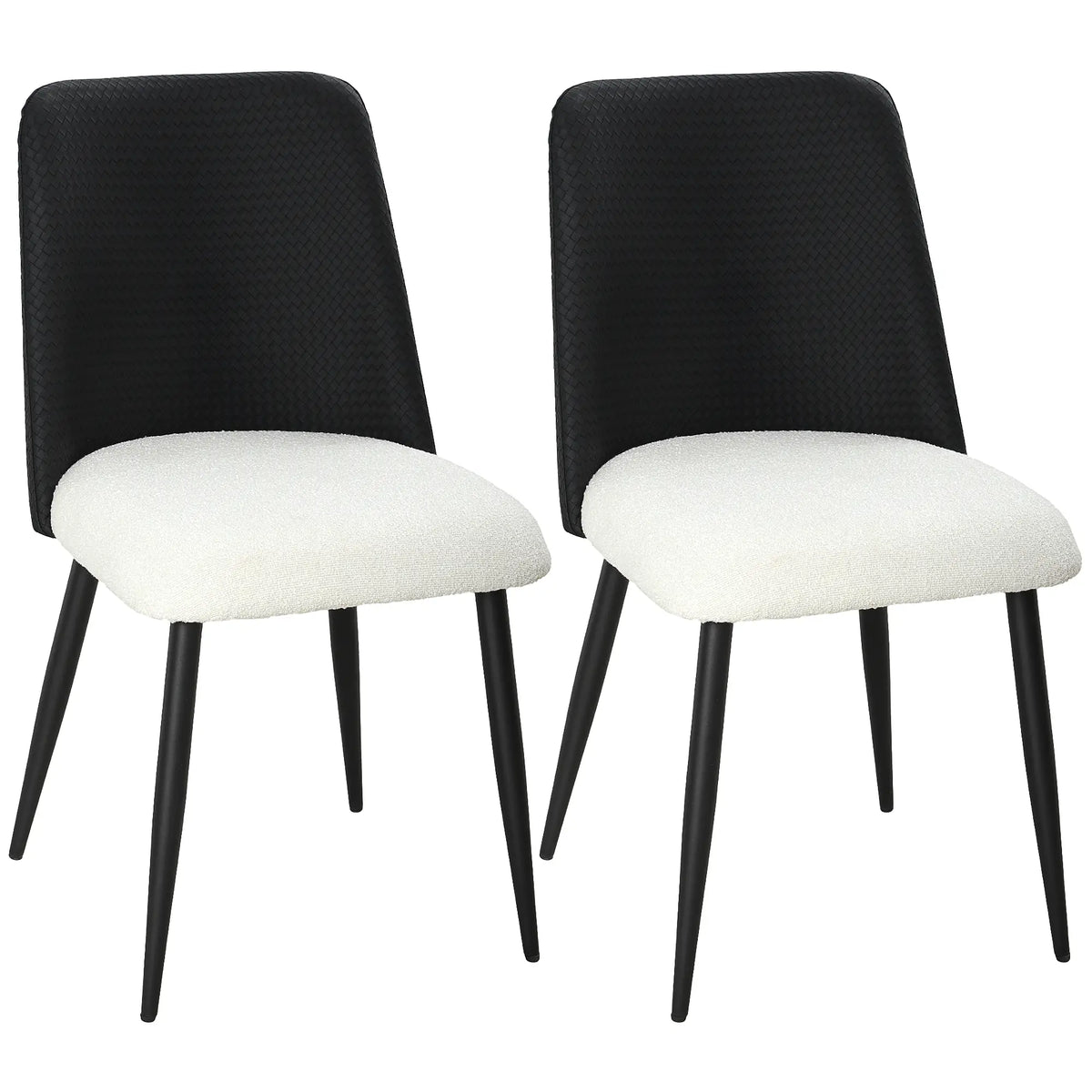 Upholstered Dining Chairs, Set Of 2, Steel Legs, Padded Seat, Black Dining Chairs at Gallery Canada