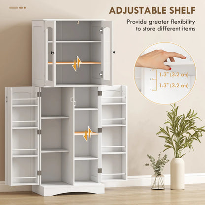 64" Tall Kitchen Pantry Cabinet, 10 Shelves, White Kitchen Pantry Cabinets at Gallery Canada