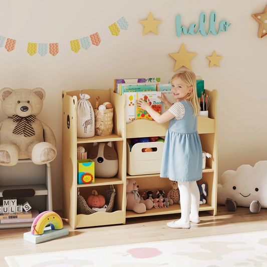 Étagère à jouets pour enfants, organisateur de rangement, 3 niveaux Montessori, Naturel