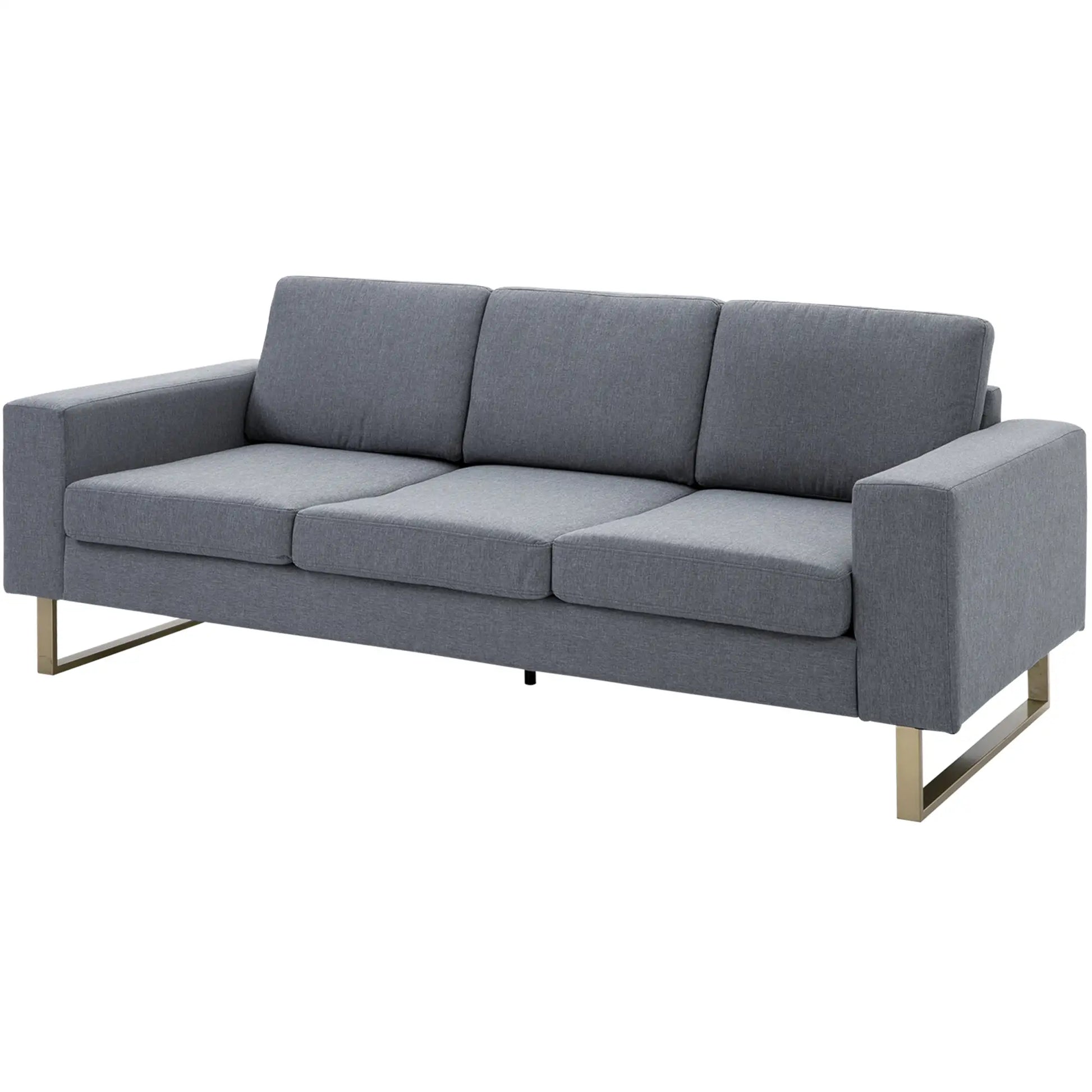3 Seater Sofa, Linen Upholstered, Steel Leg, Wide Armrest, Grey 3-Seater Sofas at Gallery Canada