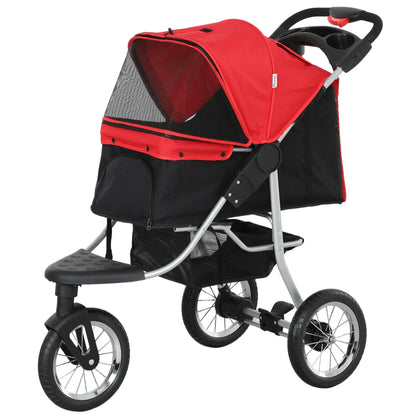 Lightweight Pet Stroller, 3-Rubber Wheels, Adjustable Canopy, Zippered Mesh, Red Dog Bike Trailers & Strollers at Gallery Canada