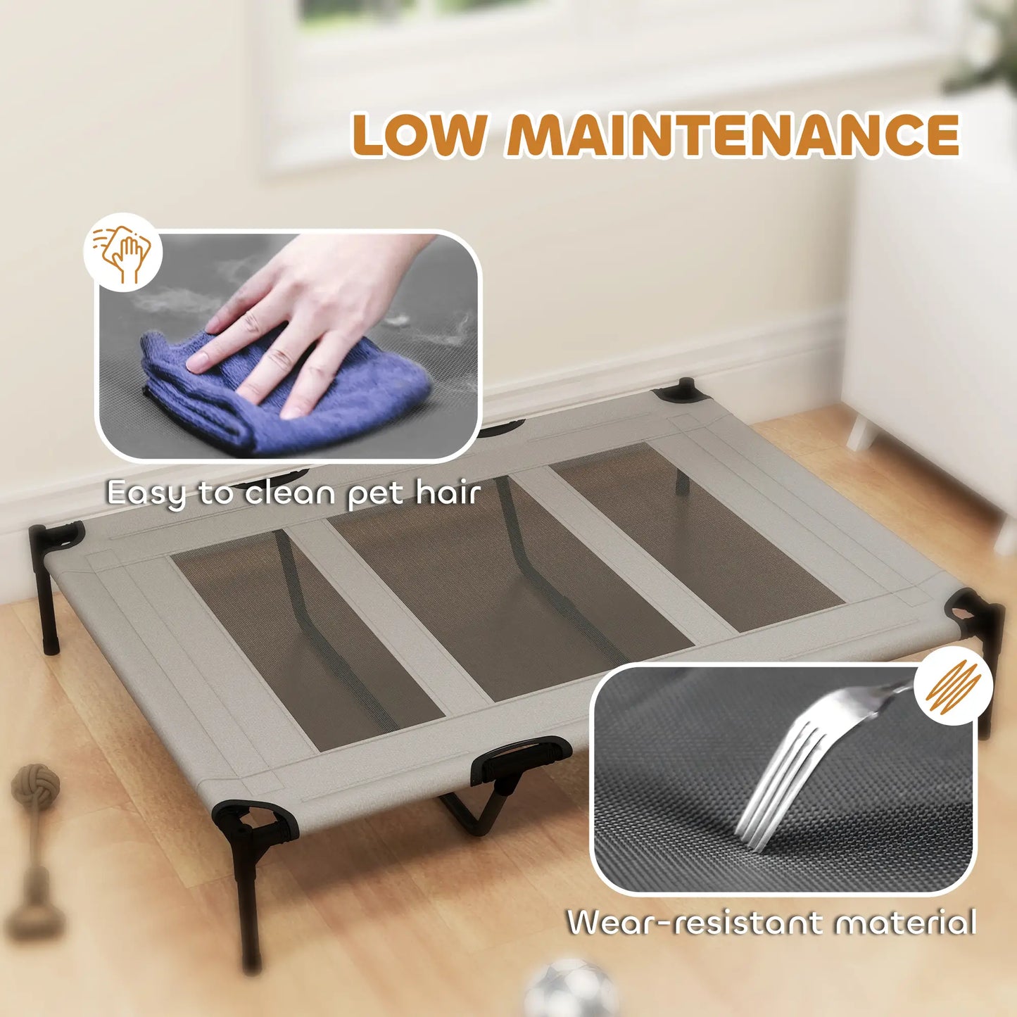 Elevated Dog Bed, XL Dog Cot, 48" x 36" x 9", Light Grey Elevated Dog Beds at Gallery Canada