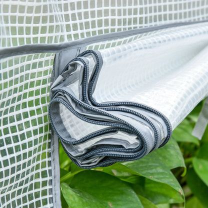 Portable Greenhouse With 4 Tier Shelves, Steel Frame, PE Cover, 28" x 20" x 63", White