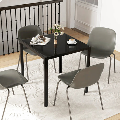 Square Kitchen Table, Glass Top, Steel Legs, 2-4 People, Black Dining Tables at Gallery Canada