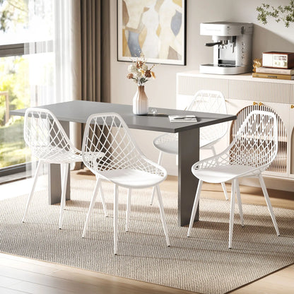 Modern Dining Chairs Set of 4, Plastic with Metal Legs, White Dining Chairs at Gallery Canada