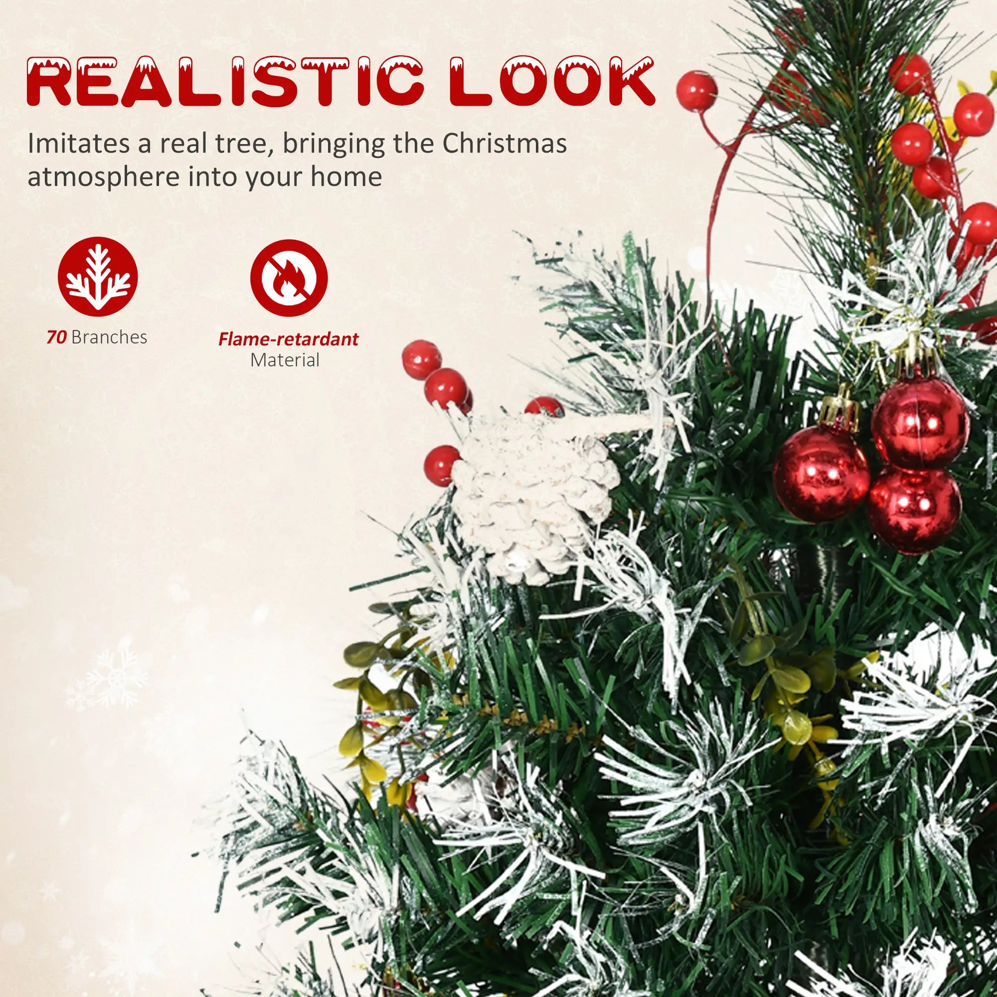 2 Foot Prelit Artificial Christmas Tree, 70 Branches, Warm White LED, Red Berries, Pine Cones, Green Pre Lit Christmas Trees at Gallery Canada