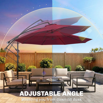 10' Deluxe Patio Umbrella, Banana Hanging Offset Sunshade, Wine Red Cantilever Umbrellas at Gallery Canada