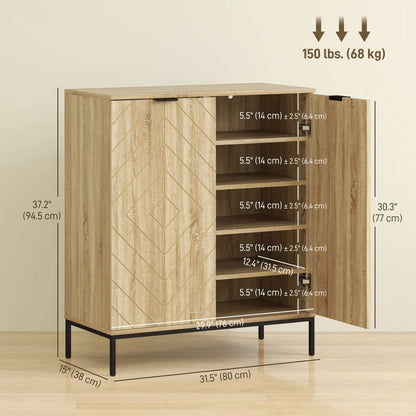 Shoe Storage Cabinet for 15 Pairs, Adjustable Shelves, Oak Shoe Storage Cabinets & Racks at Gallery Canada