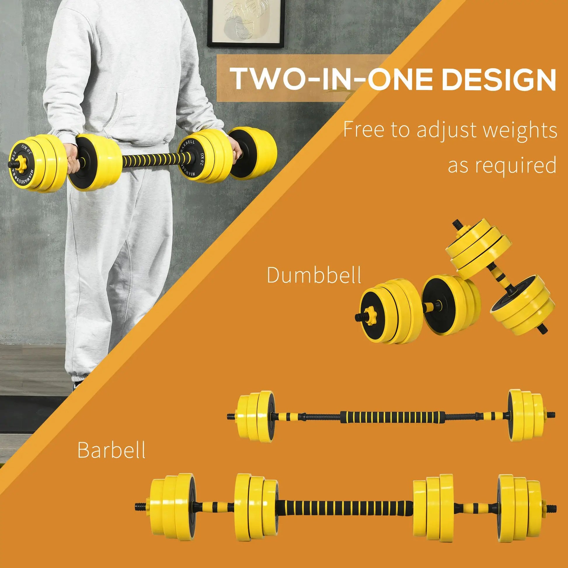 Adjustable Dumbbell Barbell Set 66lbs, Strength Training, Home Gym Dumbbells & Barbells at Gallery Canada