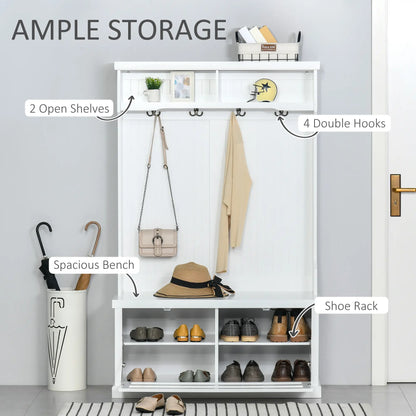 Modern Hall Tree, Coat Rack With Shoe Storage Bench, 3-in-1 Wardrobe, White Clothing Storage at Gallery Canada