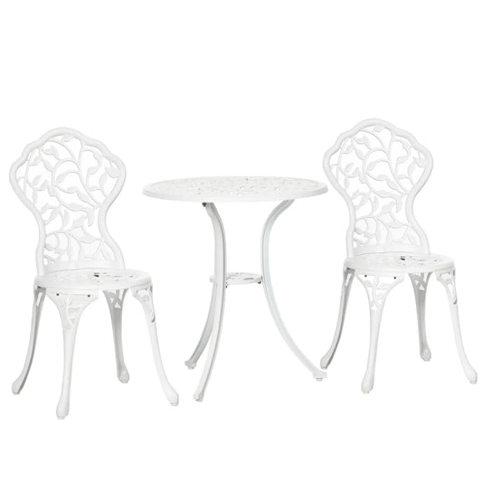 3-Piece Outdoor Furniture Set, Patio Table and Chairs, White Bistro Sets White at Gallery Canada