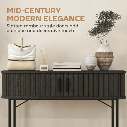 Mid-Century Console Table, Narrow Entryway Table with Storage, Black