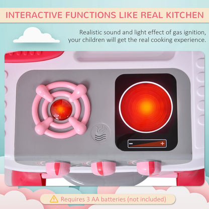 Kids Kitchen Playset, Pretend Toy with Light, Sound, 38Pcs, Pink Play Kitchen at Gallery Canada